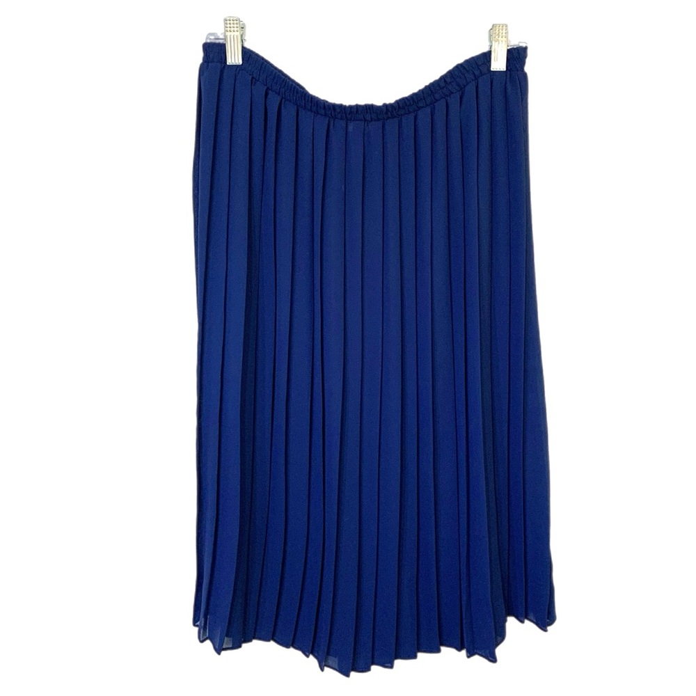 Vintage 90’s Navy Sheer Pleated Midi Skirt Women’s Size 12